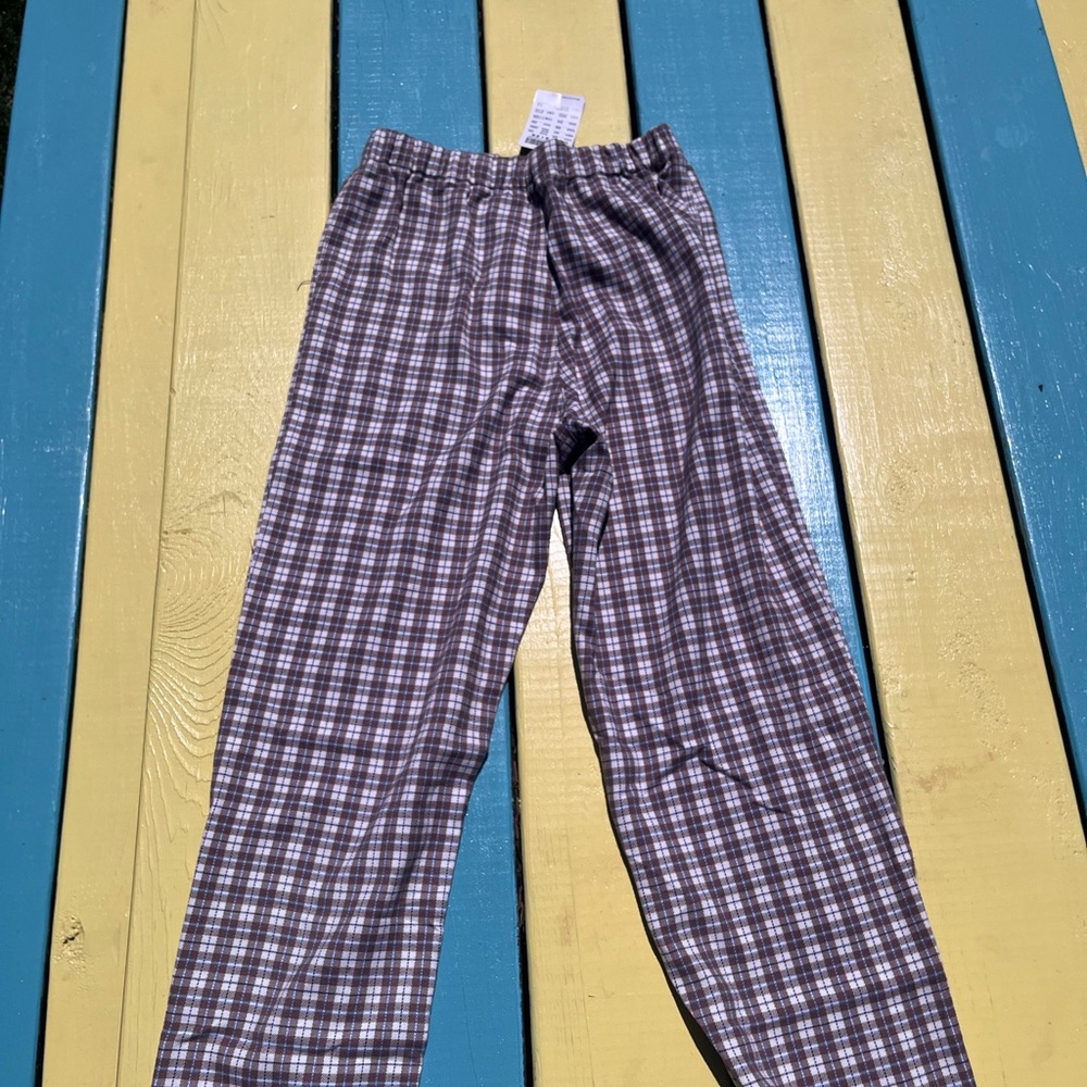 Brandy Melville Brown and White Plaid Cropped Pants